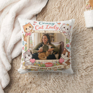 Personalized Crazy Cat Lady Photo Pillow  クッション