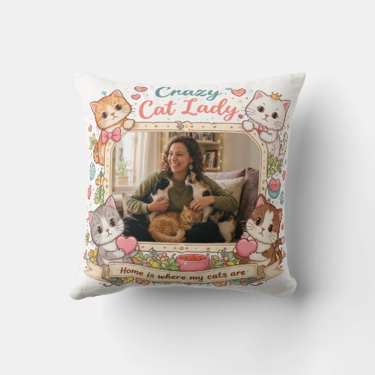 Personalized Crazy Cat Lady Photo Pillow  クッション (裏面)