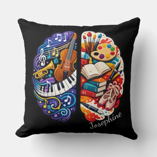 Personalized Creative Brain Arts & Music Name Chic クッション (正面)