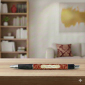 Personalized Crimson Gold Damask Pattern ボールペン
