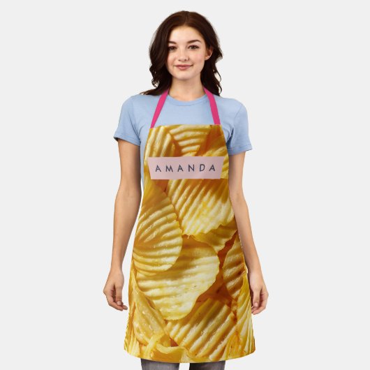 Personalized Crispy Potato Chip Design エプロン (着用した状態)