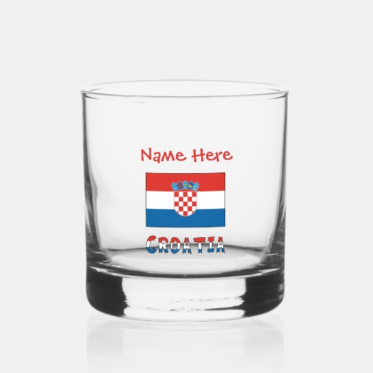 Personalized Croatia Flag  ウイスキーグラス (正面)