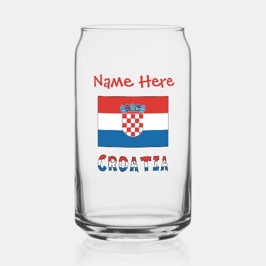 Personalized Croatia Flag  ガラス缶 (正面)
