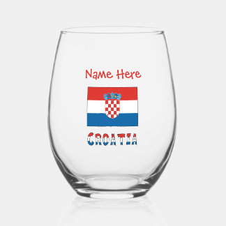 Personalized Croatia Flag  ステムなしワイングラス