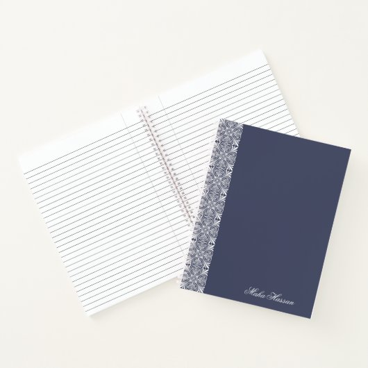 Personalized crown blue Floral Notebook   ノートブック (内部)