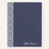 Personalized crown blue Floral Notebook   ノートブック (正面)