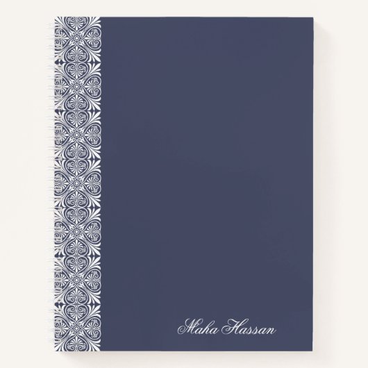 Personalized crown blue Floral Notebook   ノートブック (正面)