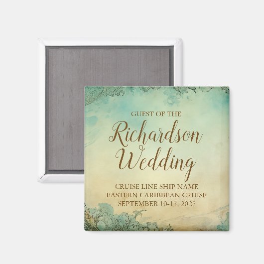 Personalized Cruise Wedding Guest Keepsake マグネット (正面/裏面)