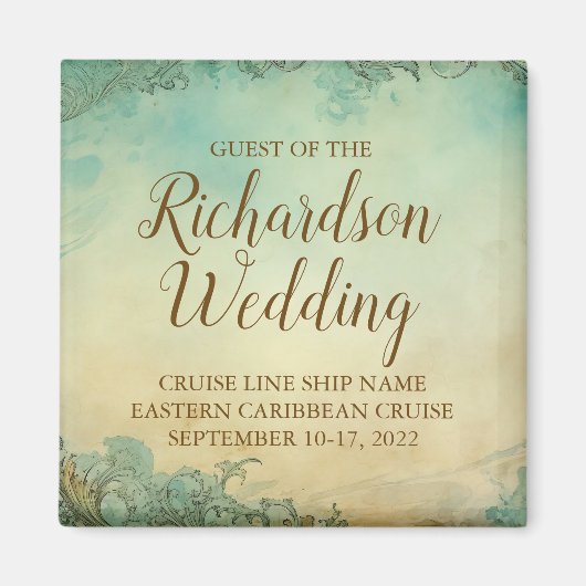 Personalized Cruise Wedding Guest Keepsake マグネット (正面)