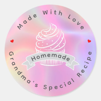 Personalized Cupcake Homemade Made With Love ラウンドシール