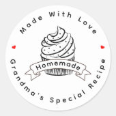 Personalized Cupcake Homemade Made With Love ラウンドシール (正面)