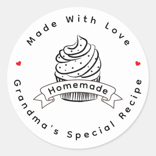 Personalized Cupcake Homemade Made With Love ラウンドシール (正面)
