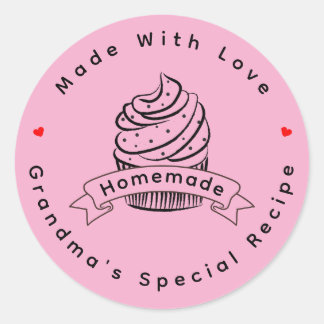 Personalized Cupcake Homemade Made With Love ラウンドシール
