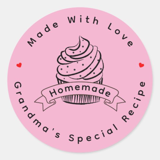 Personalized Cupcake Homemade Made With Love ラウンドシール (正面)