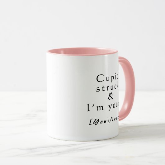 Personalized Cupid Struck Heart Arrow Coffee Mug マグカップ (正面右)