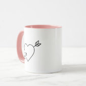 Personalized Cupid Struck Heart Arrow Coffee Mug マグカップ (正面左)