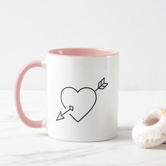 Personalized Cupid Struck Heart Arrow Coffee Mug マグカップ (ドーナツ)