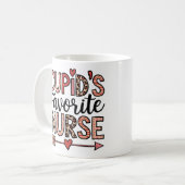 Personalized Cupid's Favorite Nurse Mug コーヒーマグカップ (正面左)