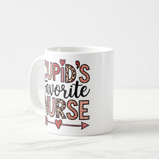 Personalized Cupid's Favorite Nurse Mug コーヒーマグカップ (正面左)