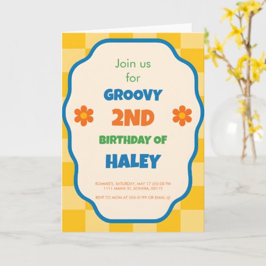 Personalized Custom Birthday Invitation for Kids  カード (黄色い花)