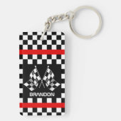 Personalized Custom Black And White Checkered Flag キーホルダー (裏面)
