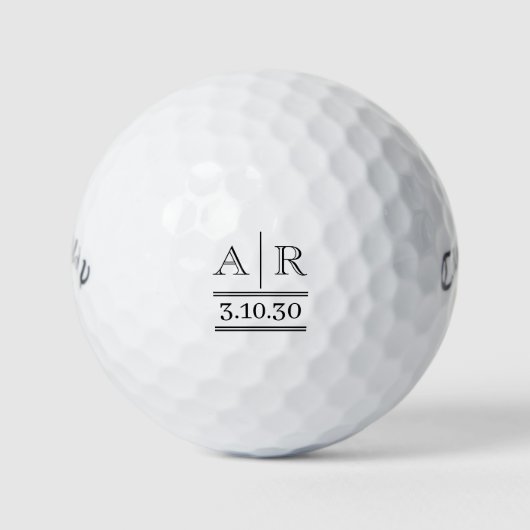 Personalized Custom Black Monogram Golf Balls ゴルフボール (正面)