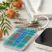 Personalized Custom Blue Plaid Preppy Style キーホルダー (正面右)