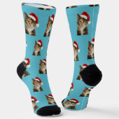Personalized Custom Calico Kitty Cat Christmas  ソックス (傾斜あり)