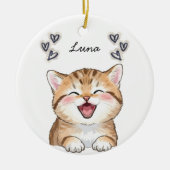 Personalized Custom Cat Photo Name Keepsake セラミックオーナメント (正面)