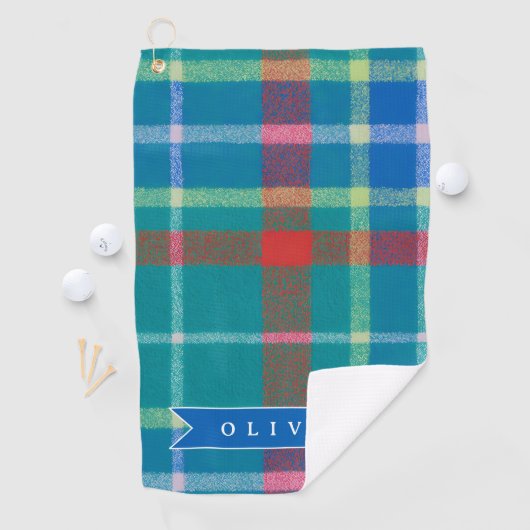 Personalized Custom Classic Blue Plaid Preppy ゴルフタオル (インサイチュ)
