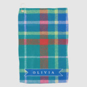 Personalized Custom Classic Blue Plaid Preppy  ゴルフタオル (正面)