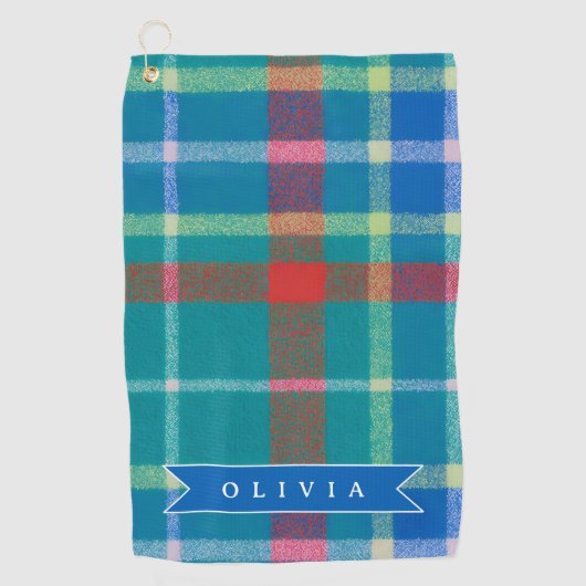 Personalized Custom Classic Blue Plaid Preppy  ゴルフタオル (正面)