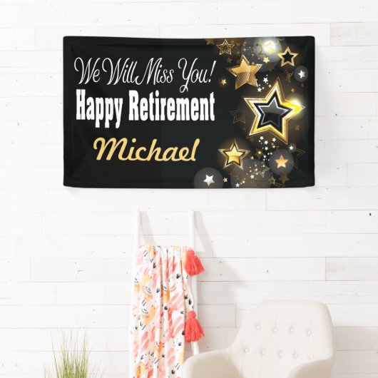 Personalized Custom Gold Star Retirement 横断幕 (インサイチュ)