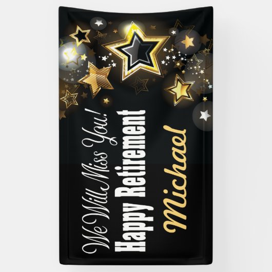 Personalized Custom Gold Star Retirement 横断幕 (縦)