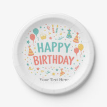 Personalized Custom Happy Birthday Party Plates
