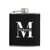 Personalized Custom Made Monogrammed Black フラスク (正面)