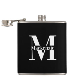 Personalized Custom Made Monogrammed Black フラスク