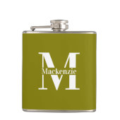 Personalized Custom Made Monogrammed Green フラスク (正面)