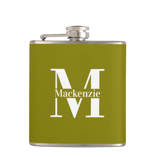 Personalized Custom Made Monogrammed Green フラスク (正面)