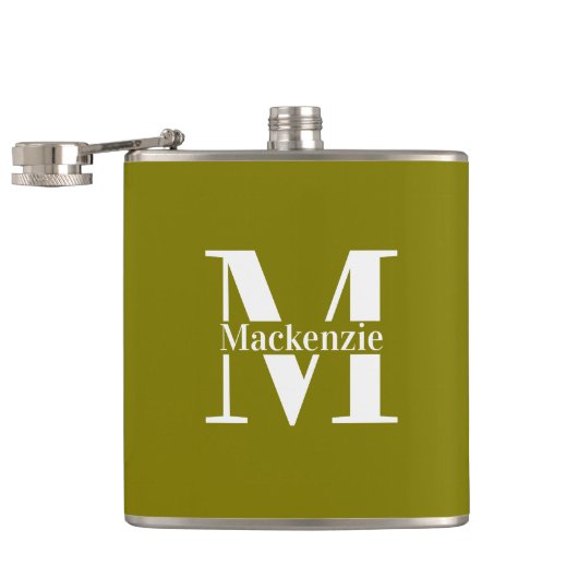 Personalized Custom Made Monogrammed Green フラスク (オープン)