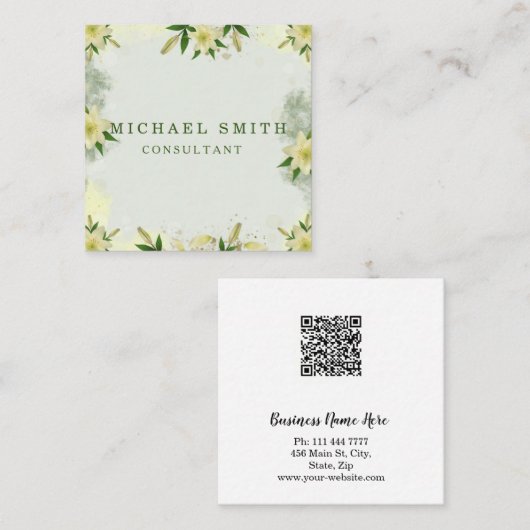Personalized Custom Minimalist Modern QR Code Logo スクエア名刺 (正面/裏面)