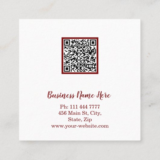 Personalized Custom Minimalist Modern QR Code Logo スクエア名刺 (裏面)