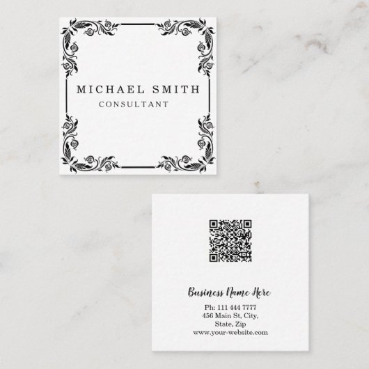 Personalized Custom Minimalist Modern QR Code Logo スクエア名刺 (正面/裏面)