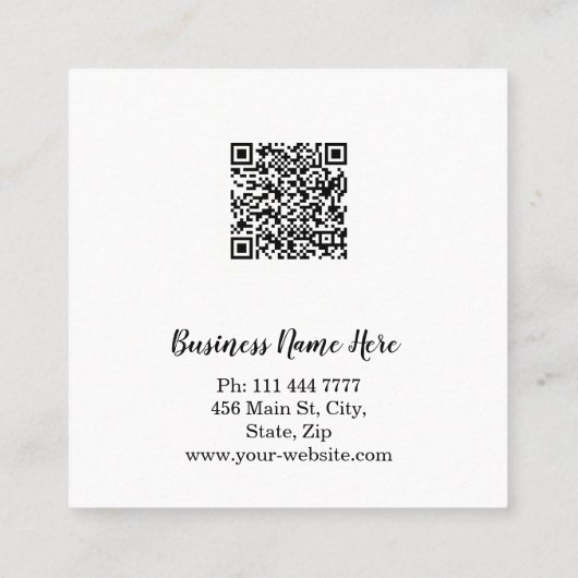 Personalized Custom Minimalist Modern QR Code Logo スクエア名刺 (裏面)