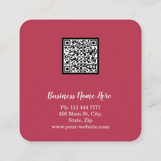 Personalized Custom Minimalist Modern QR Code Logo スクエア名刺 (裏面)