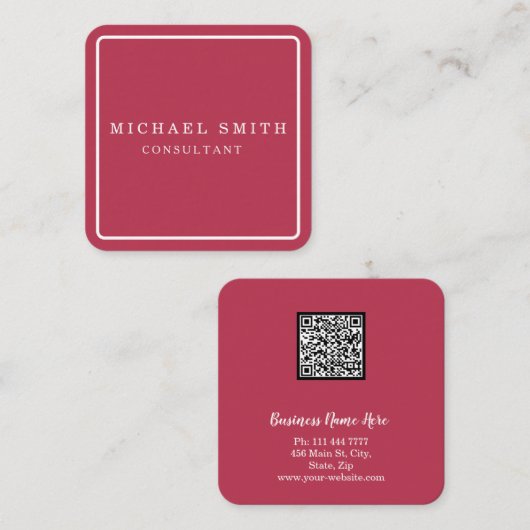 Personalized Custom Minimalist Modern QR Code Logo スクエア名刺 (正面/裏面)