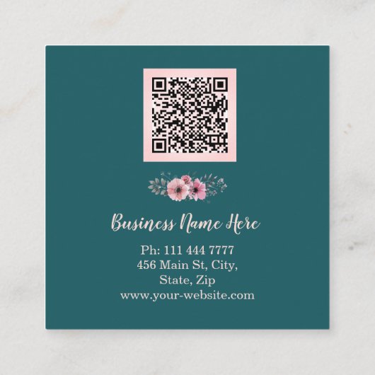 Personalized Custom Minimalist Modern QR Code Logo スクエア名刺 (裏面)