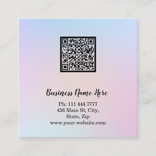 Personalized Custom Minimalist Modern QR Code Logo スクエア名刺 (裏面)