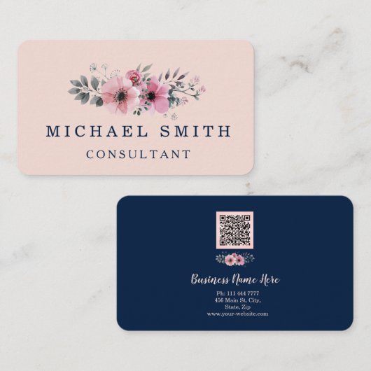 Personalized Custom Minimalist Modern QR Code Logo 名刺 (正面/裏面)