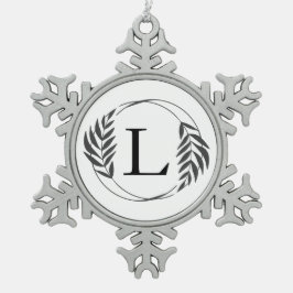 Personalized Custom Monogram Gift スノーフレークピューターオーナメント